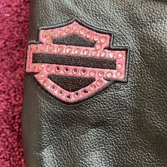 Harley Davidson leather jacket with pink rhinestone accents - Picture 6 of 6